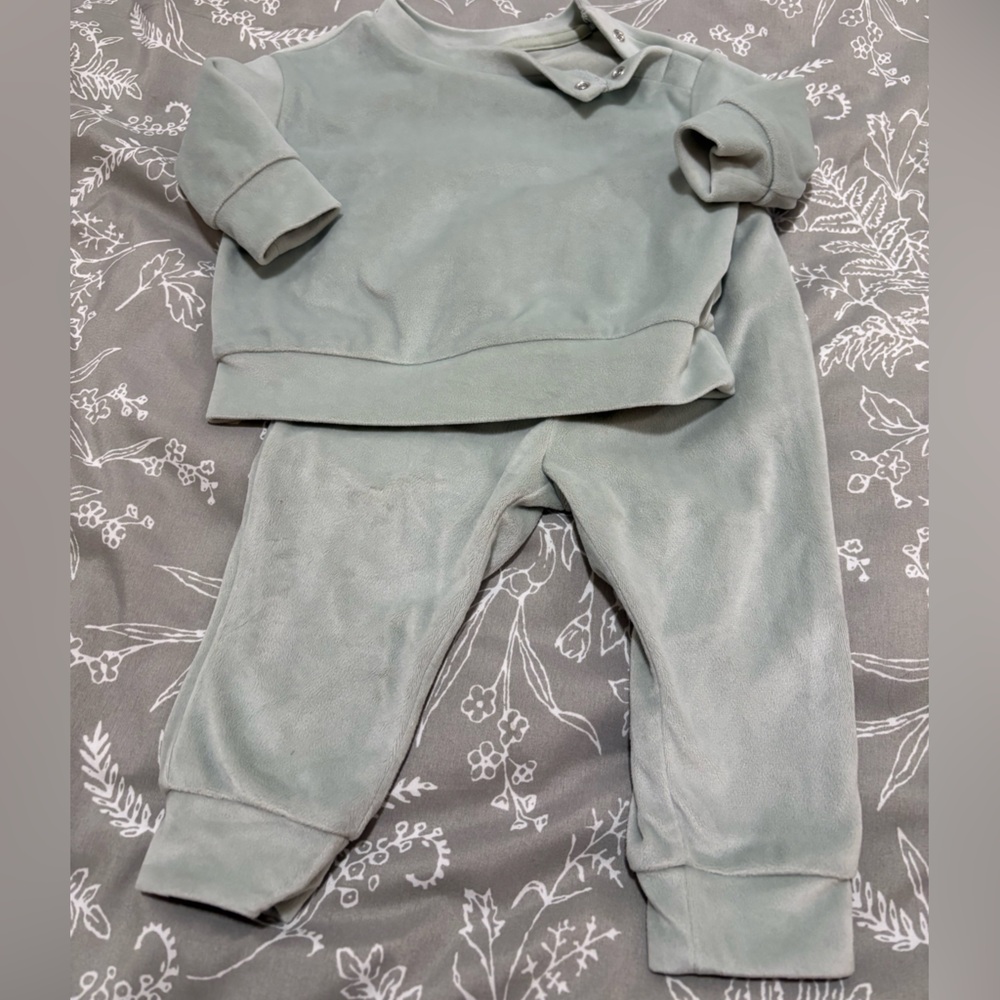 Nordstrom Kids Sage Green Velour Matching Sweatshirt & Joggers Set